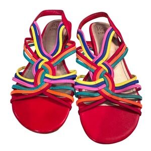 IMPO‎ Rosie Stretch Women's Rainbow Bright Strappy Wedge Sandals 10M colorful